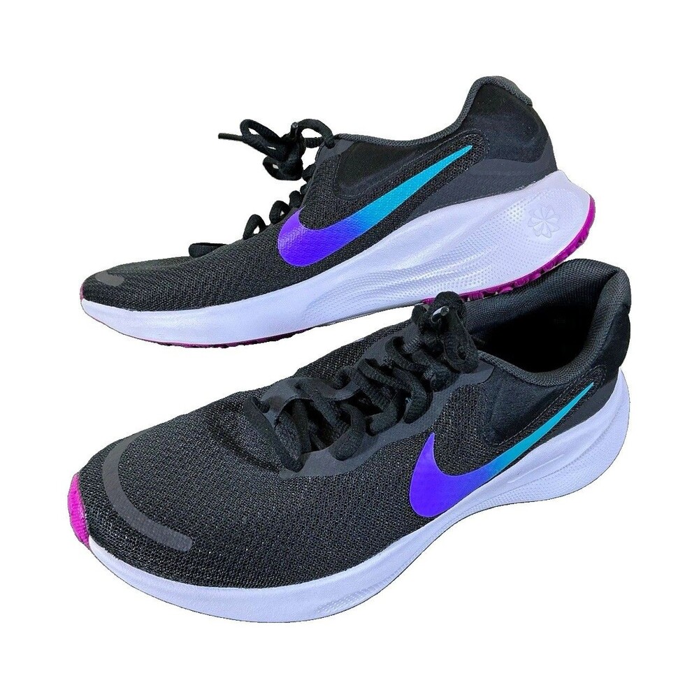 Nike Revolution 7 Women’s Running Shoes Breathable Mesh Black Purple FB2208-011